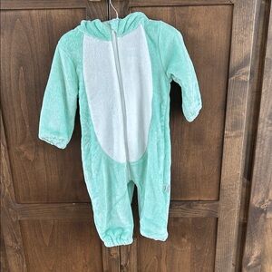 Mint Green and White Kids Terry Elephant Onesie